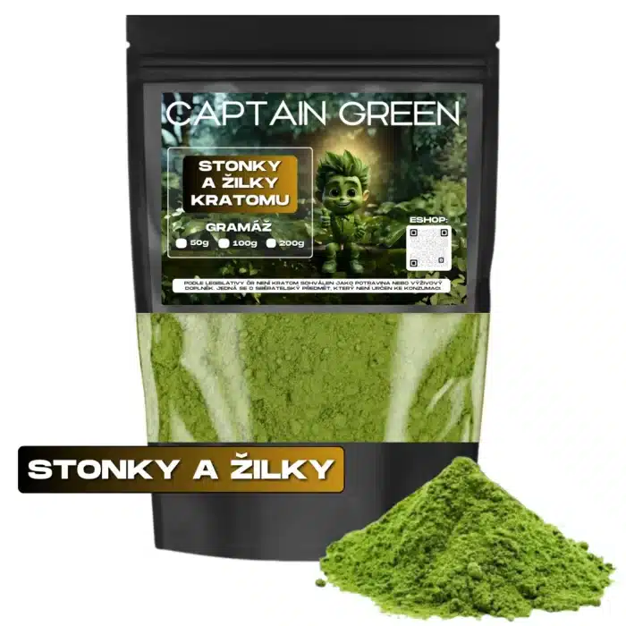 Stonky a žilky kratomu captain green Stonky a žilky kratomu captain green